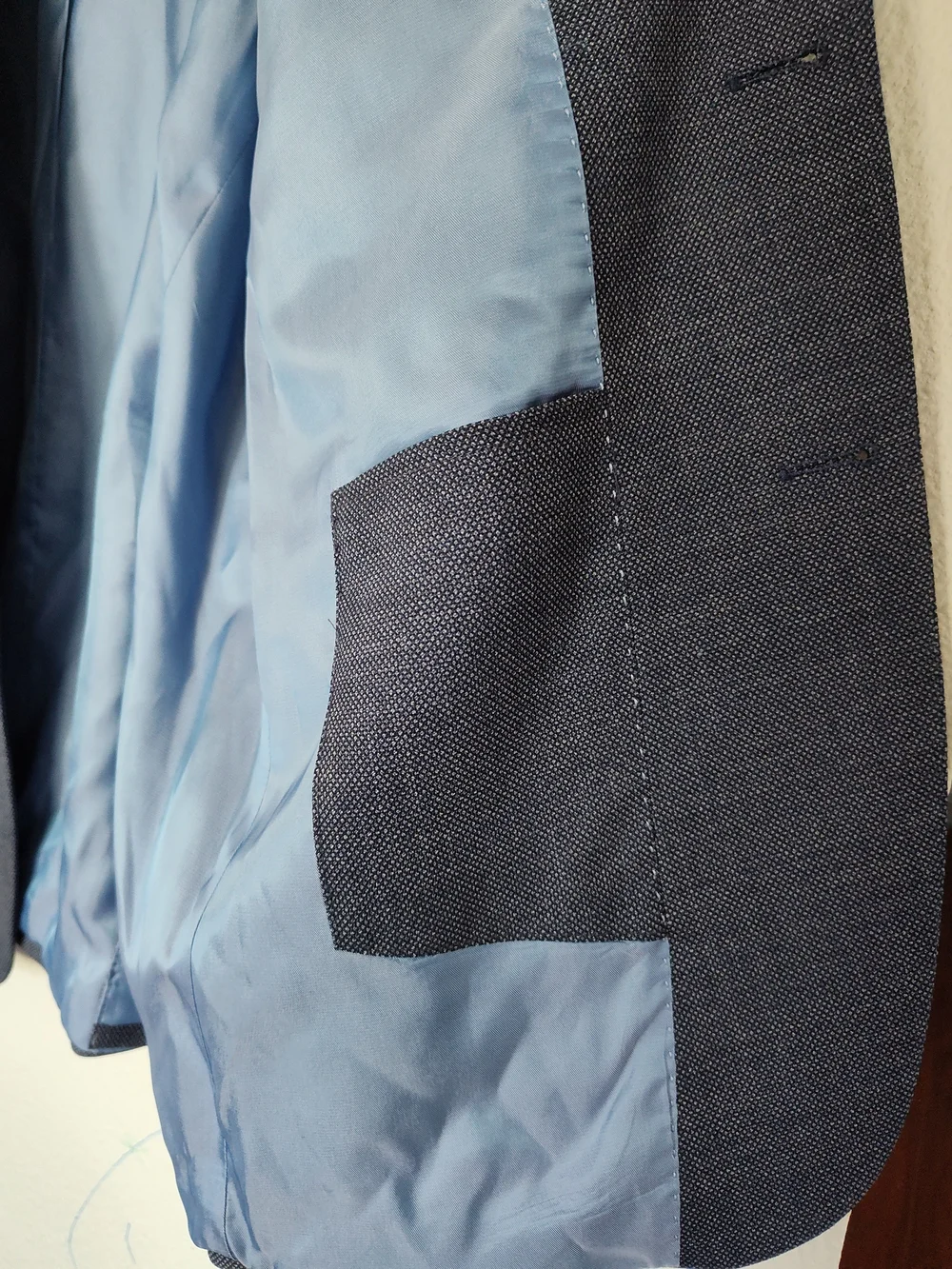 Original Penguin Navy Textured Sport Coat with Light Blue Lining Mens Size 44L